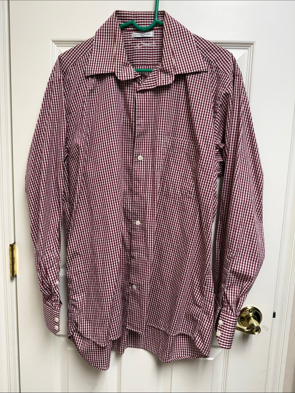 Italian- made Daniels’s Red and White Gingham Dress Shirt